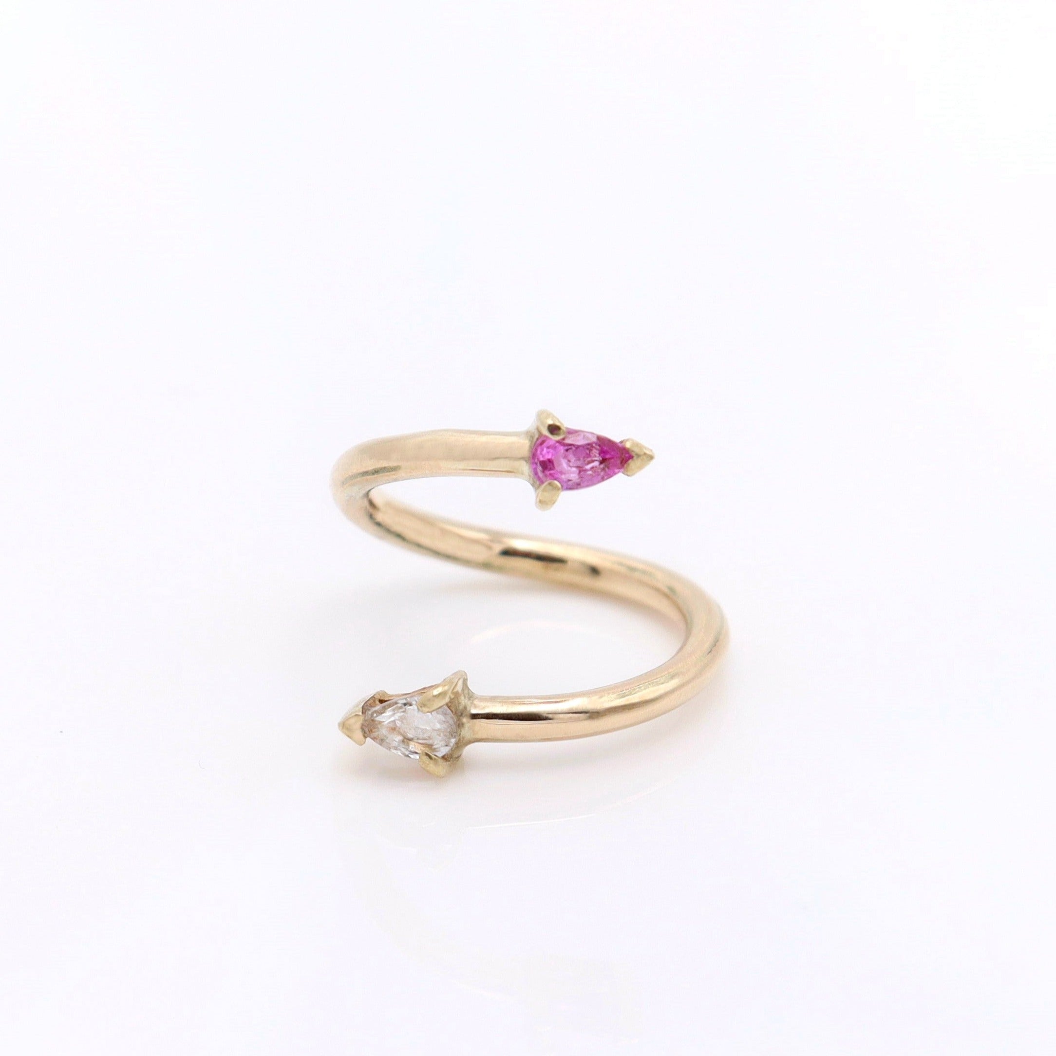 PINK AND WHITE SAPPHIRE WRAP RING