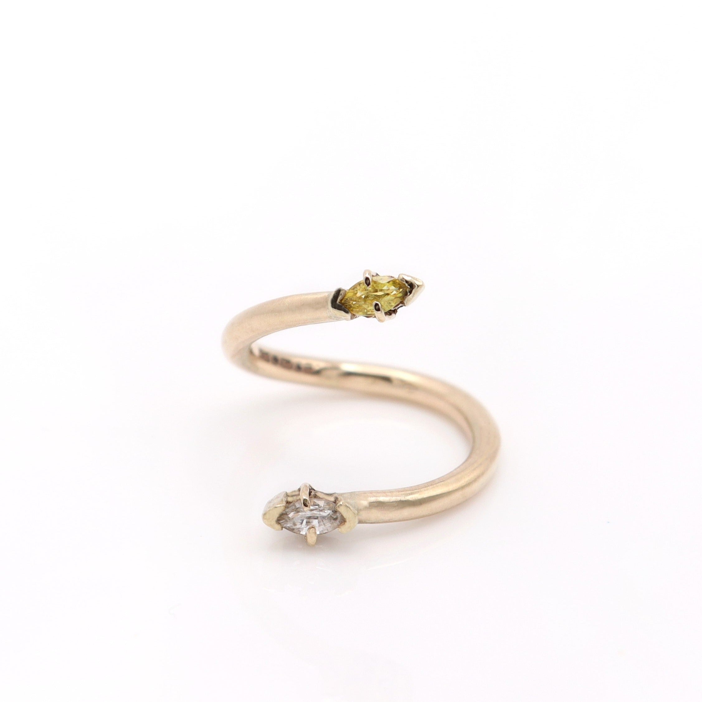 YELLOW AND WHITE SAPPHIRE WRAP RING