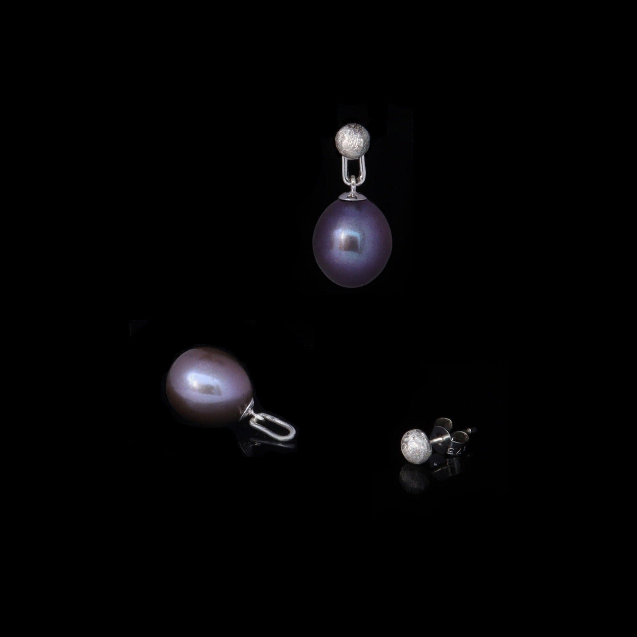 PEARL DROP DETACHABLE EARRINGS (Peacock colouring)