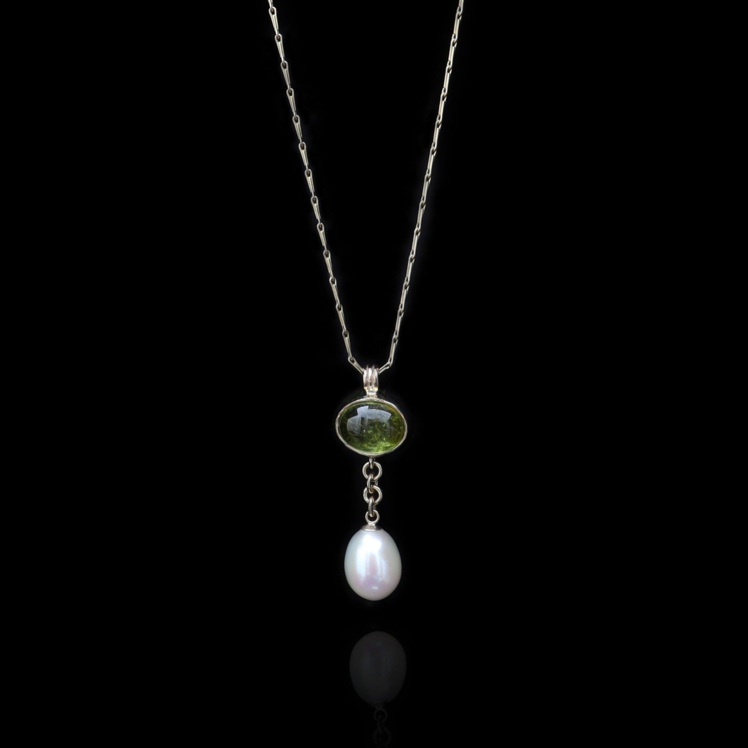 TOURMALINE PEARL DROP NECKLACE